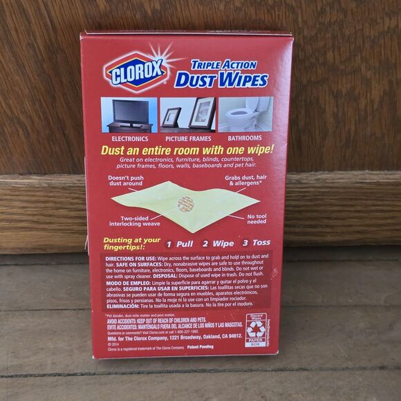 Clorox Triple Action Dust Wipes 20 Count Singles Discontinued 2014 New In Box - Picture 2 of 6